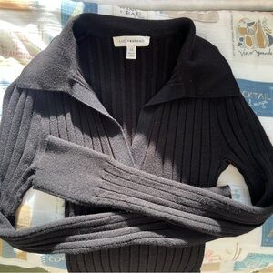 Lucky Brand Women's Black Ribbed Sweater Dress